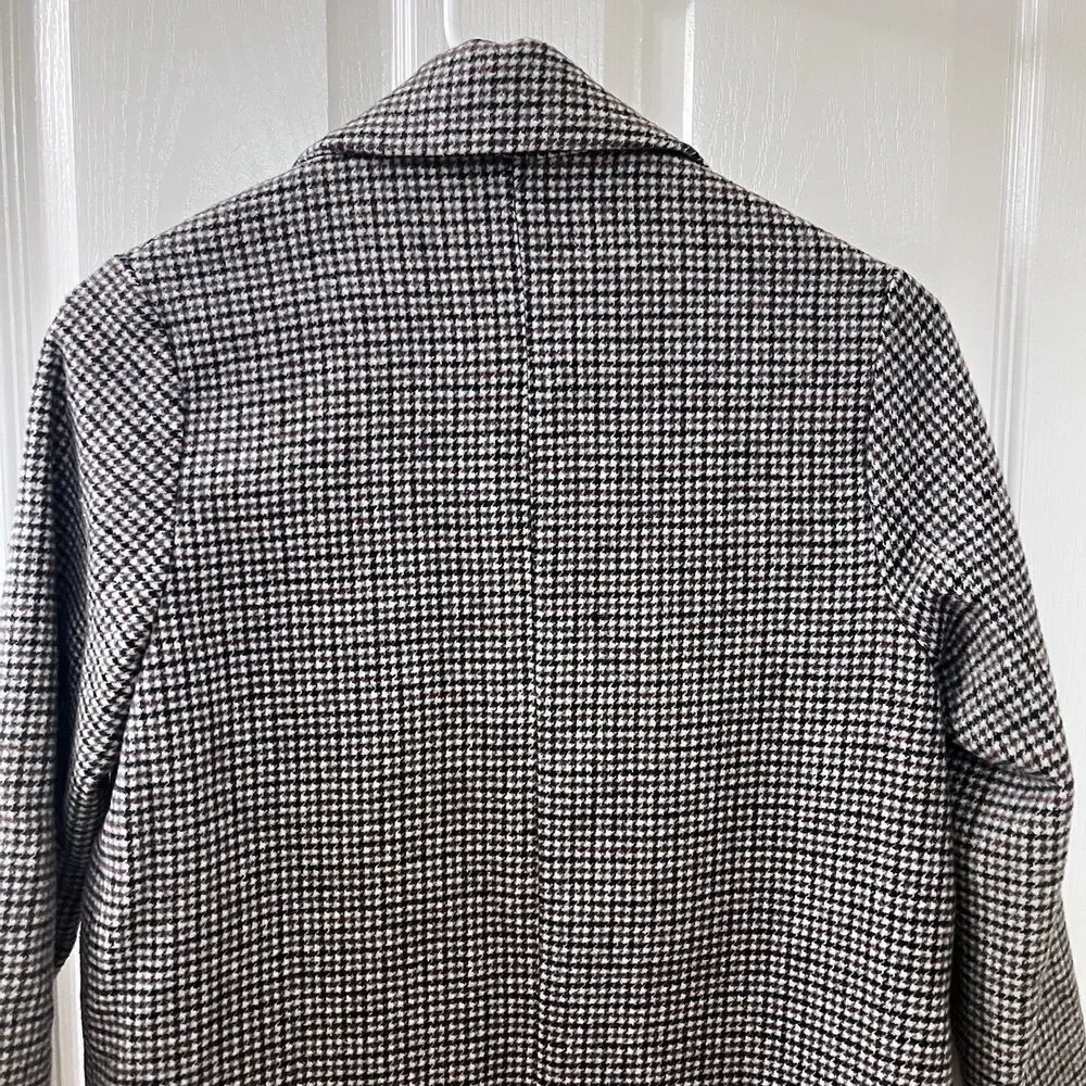 Zara Girls Two Tone Wool Blend Plaid Tweed Coat Brown Black Size 10